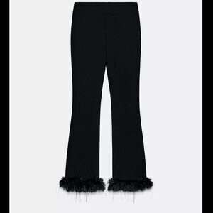 Zara Black Flare Pants with Faux Fur Hem